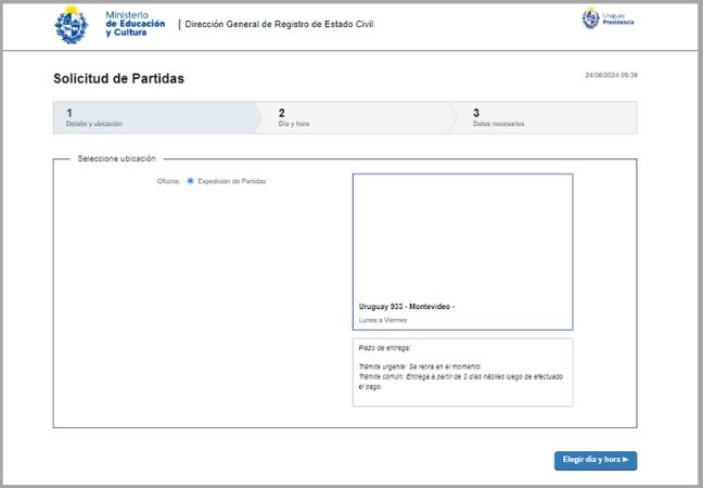 Agendar partidas en el registro civil de Uruguay